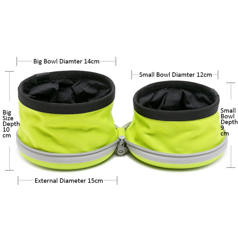 Neon Travel Double Dog Bowl