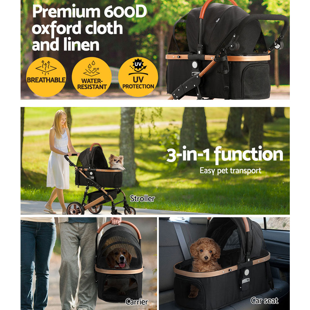 i.Pet Stroller with Removable Carrier (Up to 50Kg)