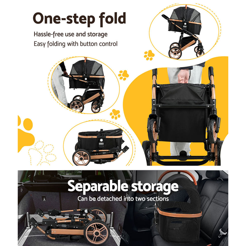 i.Pet Stroller with Removable Carrier (Up to 50Kg)