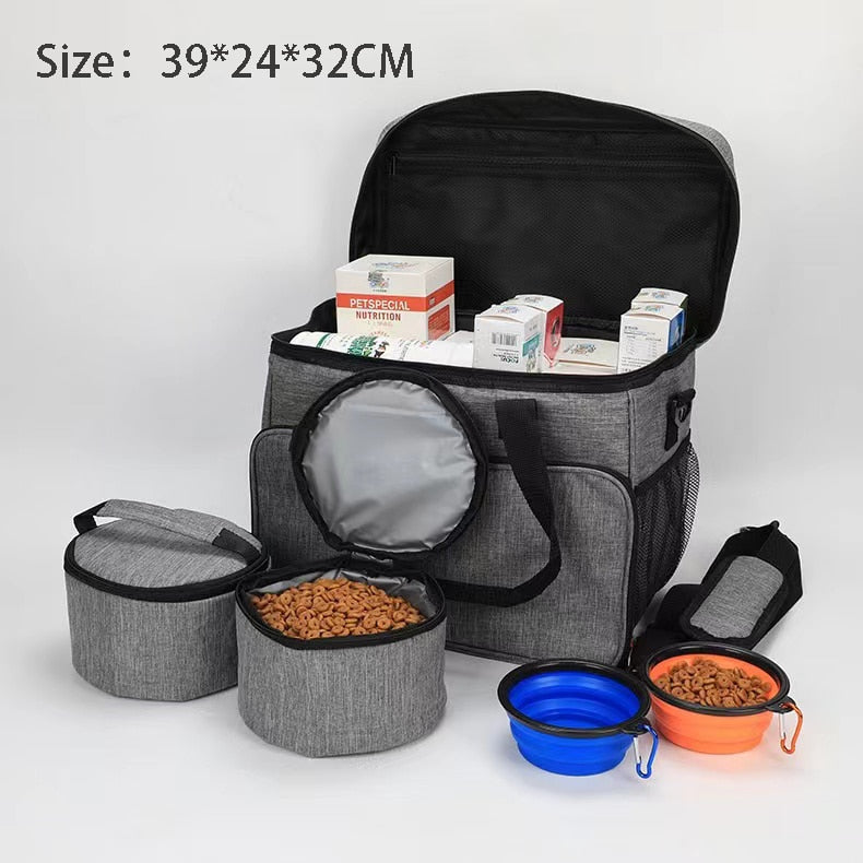 Dog Travel Bag & Food Organizer - Black or Grey