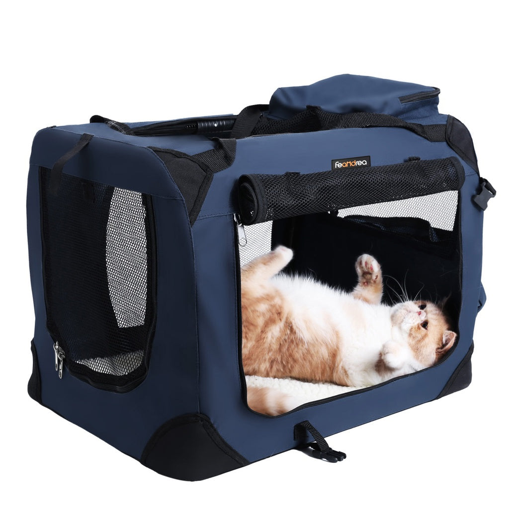 Folding Fabric Pet Carrier - 70cm,  Dark Blue