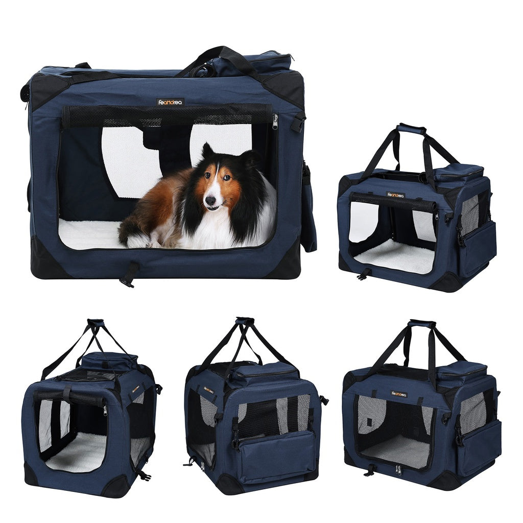 Folding Fabric Pet Carrier - 70cm,  Dark Blue