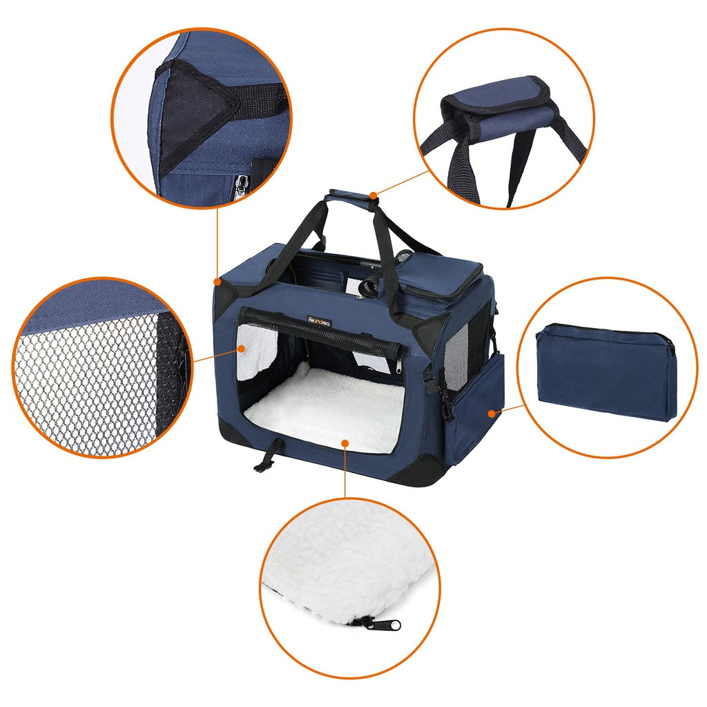 Folding Fabric Pet Carrier - 70cm,  Dark Blue