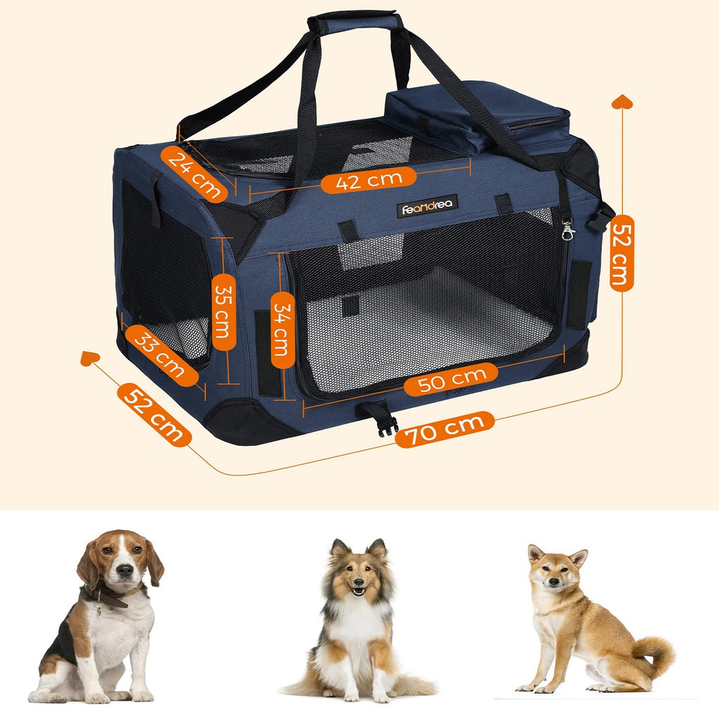 Folding Fabric Pet Carrier - 70cm,  Dark Blue