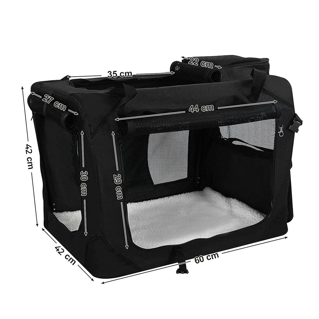 Folding Fabric Pet Carrier - 60cm,  Black