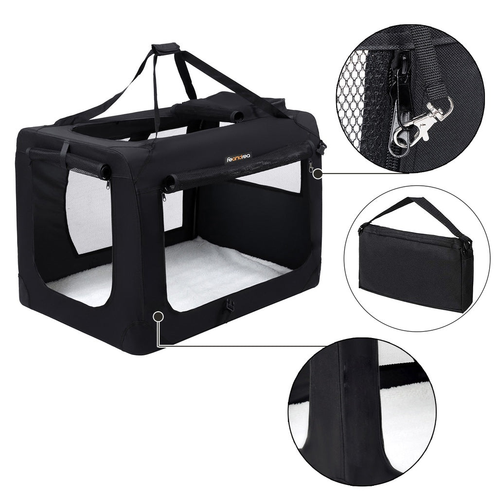 Folding Fabric Pet Carrier - 60cm,  Black