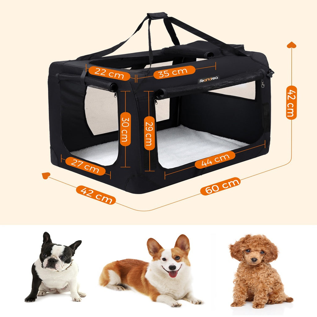 Folding Fabric Pet Carrier - 60cm,  Black