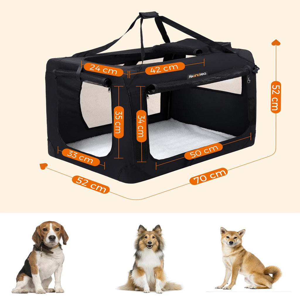 Folding Fabric Pet Carrier - 70cm, Black