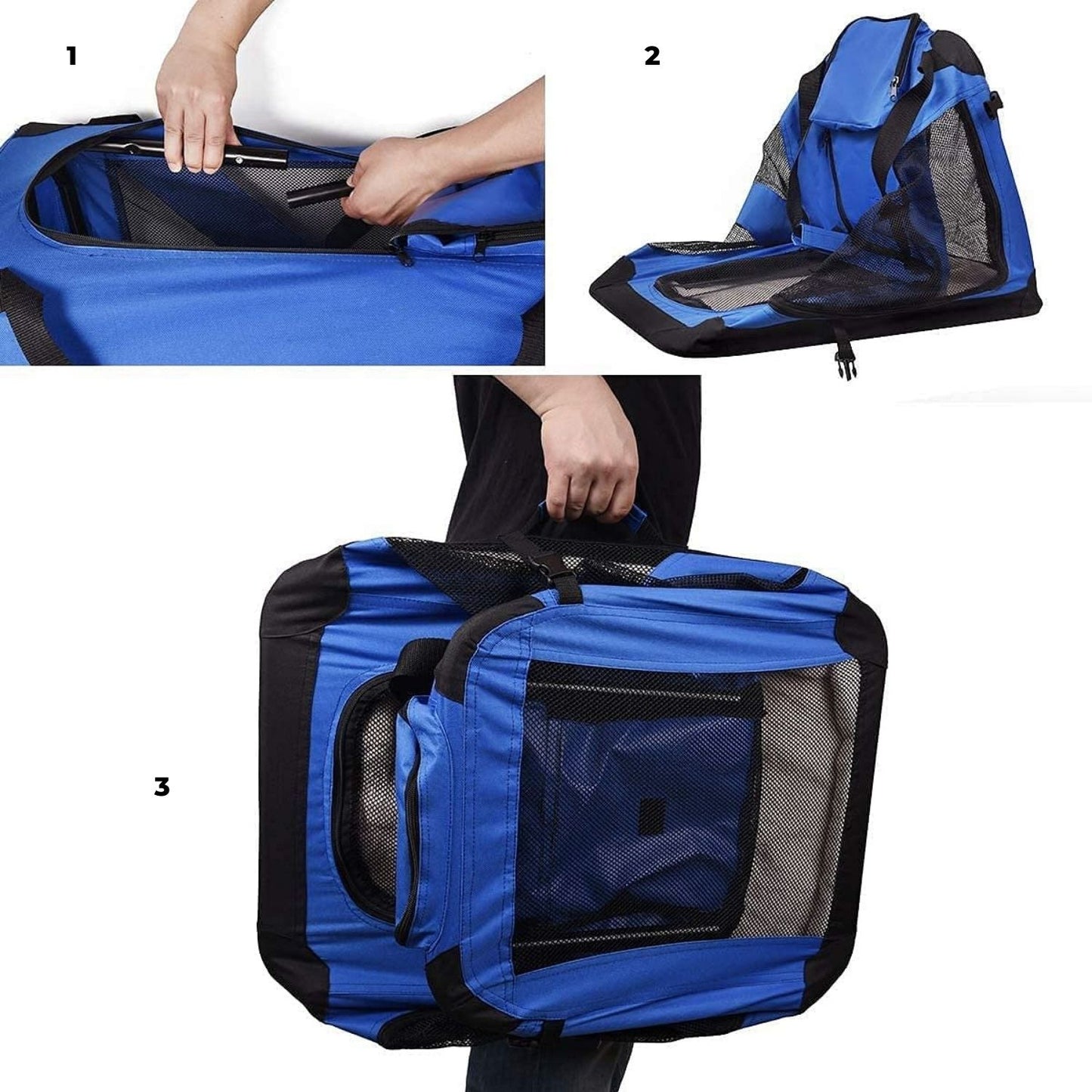 Folding Lightweight Pet Carrier - Medium, Blue