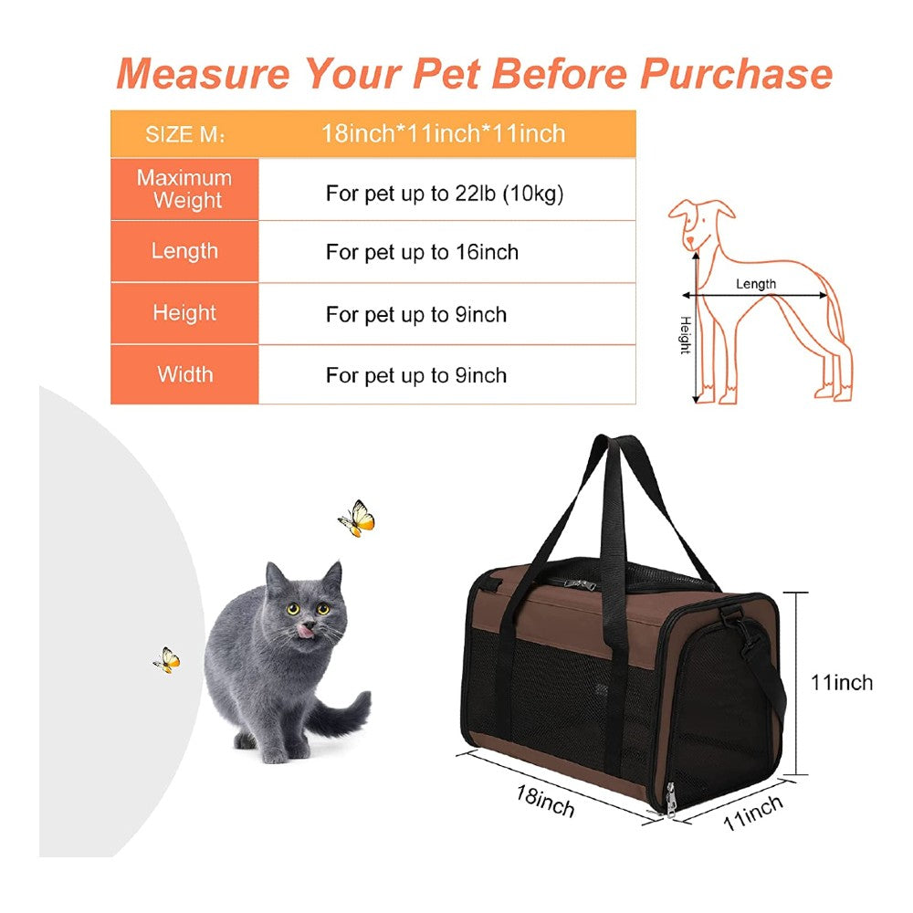 Portable Pet Carrier - Brown, Medium