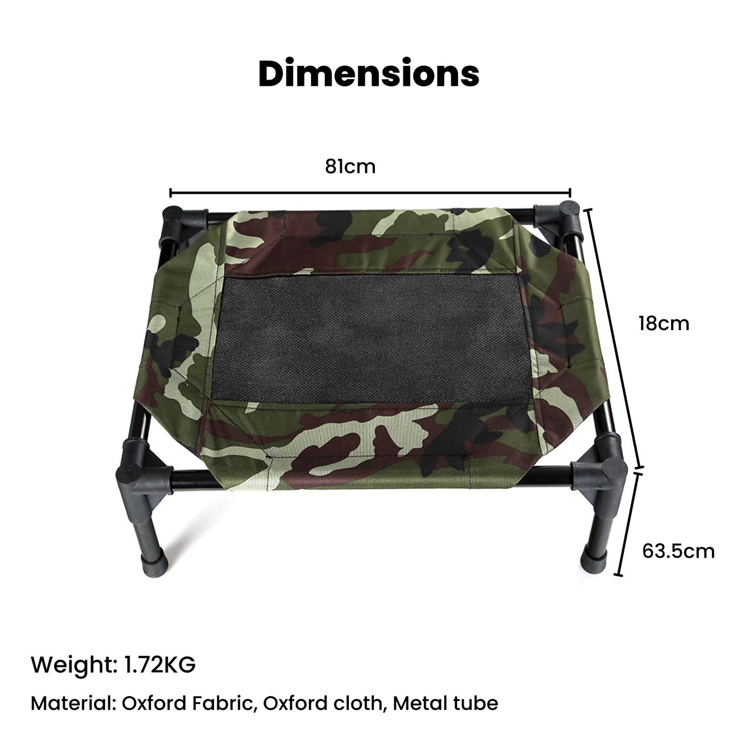 Elevated Camping Bed - Army , Medium