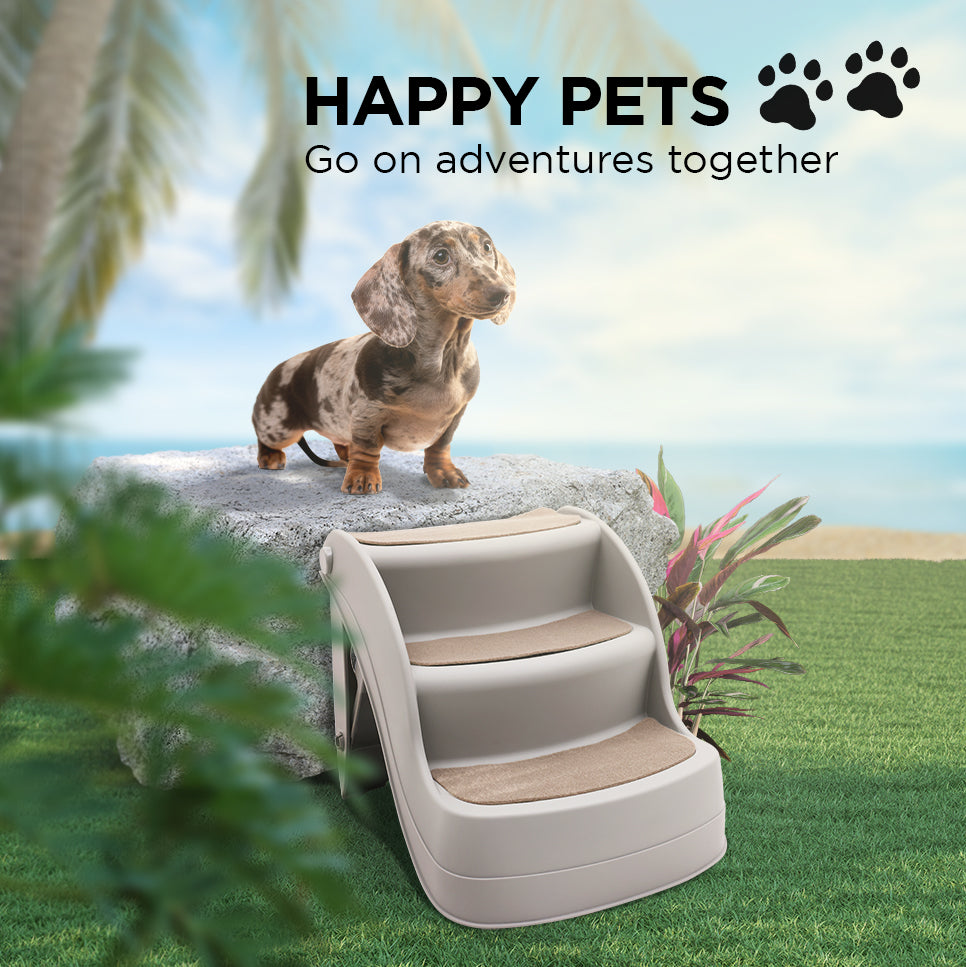 Foldable Pet Stairs - Grey, 38cm