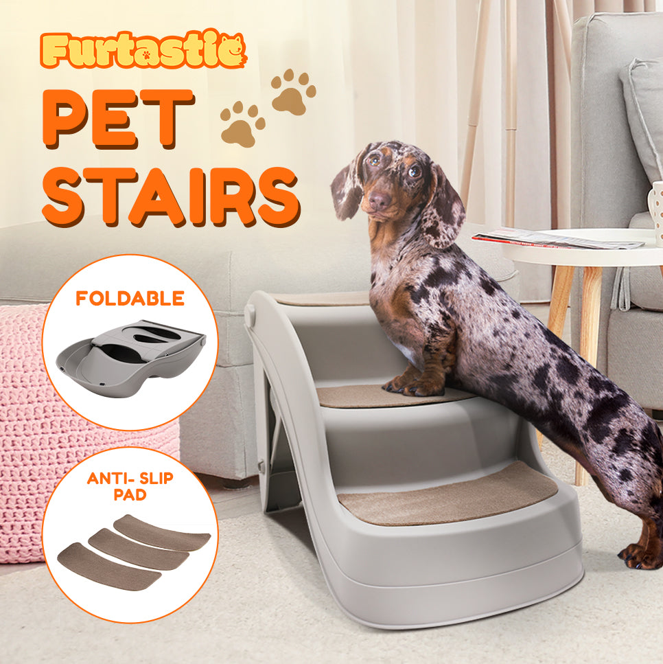 Foldable Pet Stairs - Grey, 38cm