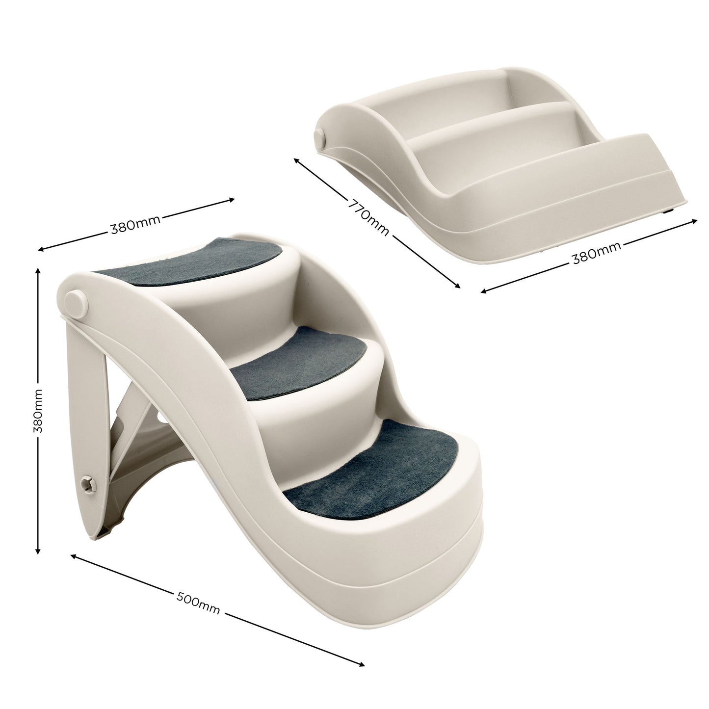 Foldable Pet Stairs - White, 38cm